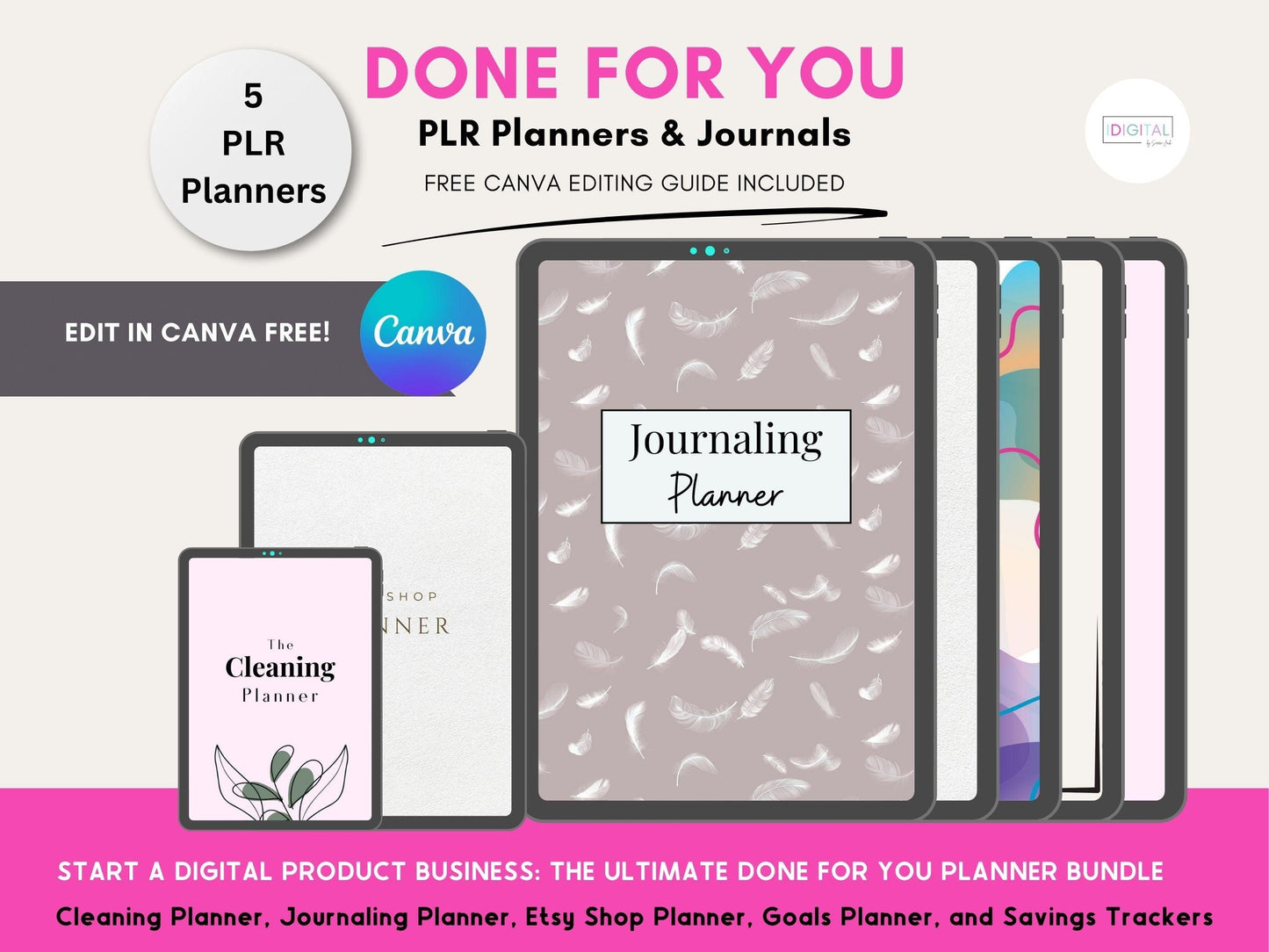 Ultimate 5 Planner Templates PLR Bundle - IDigital